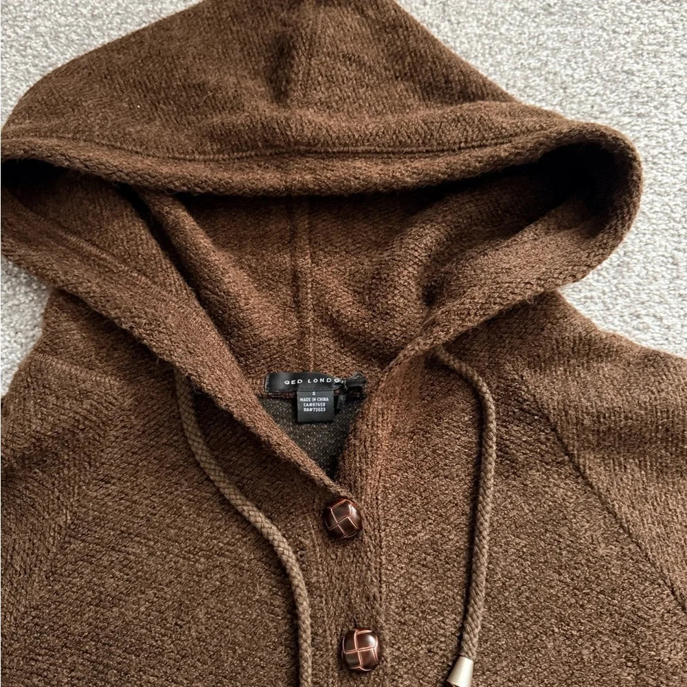 QED London Brown Hooded Swim Coverup - Picture 2 of 5